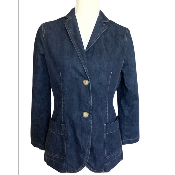 Lands' End Jackets & Blazers - Lands End Blue Jean Denim Blazer Style Jacket Cotton Womens Size 6